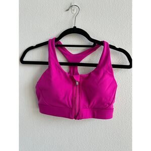 Athleta Advance Zip Front Sports Bra in a fuchsia pink color Size Small